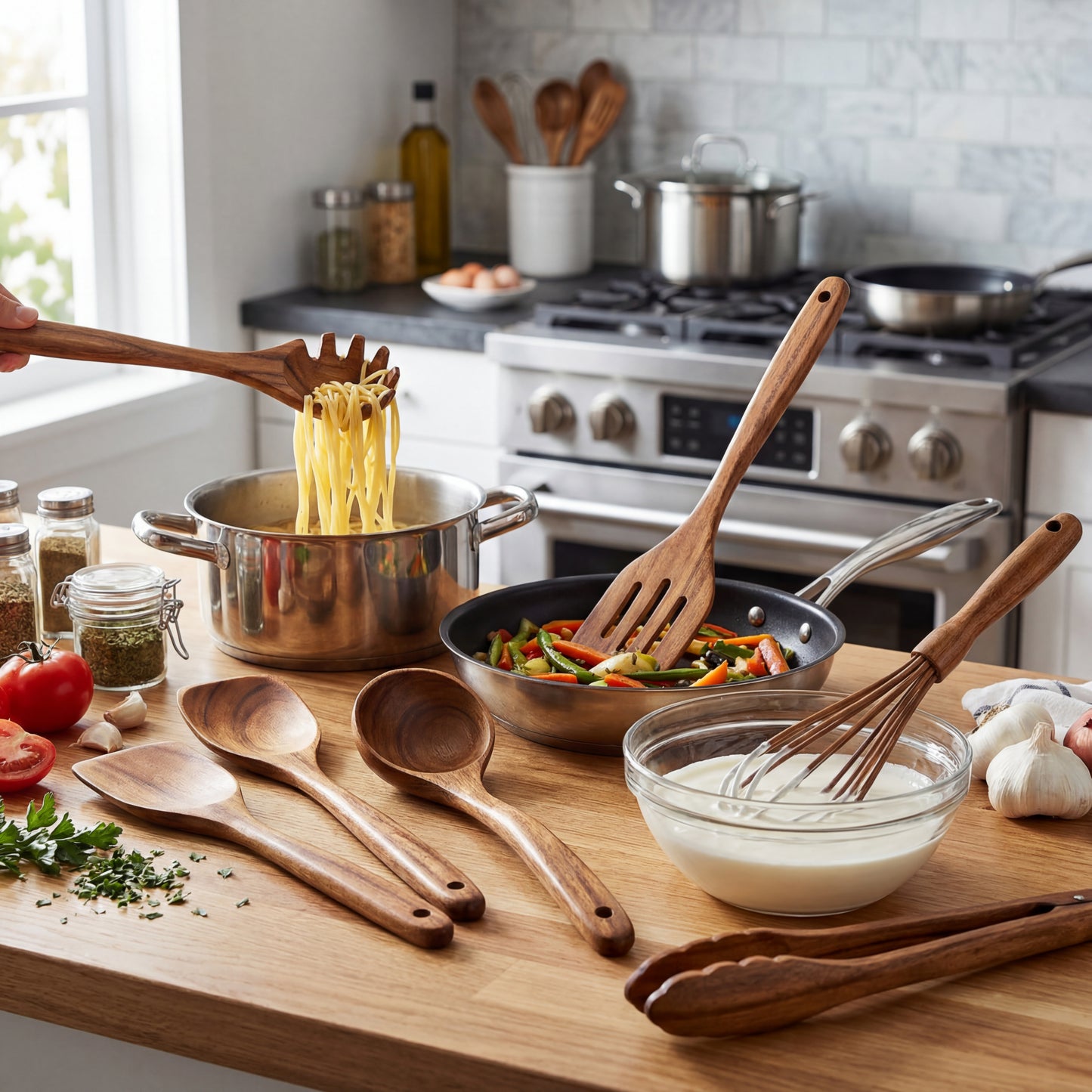 7-Piece Teak Wood Cooking Utensil Set