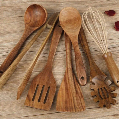 7-Piece Teak Wood Cooking Utensil Set