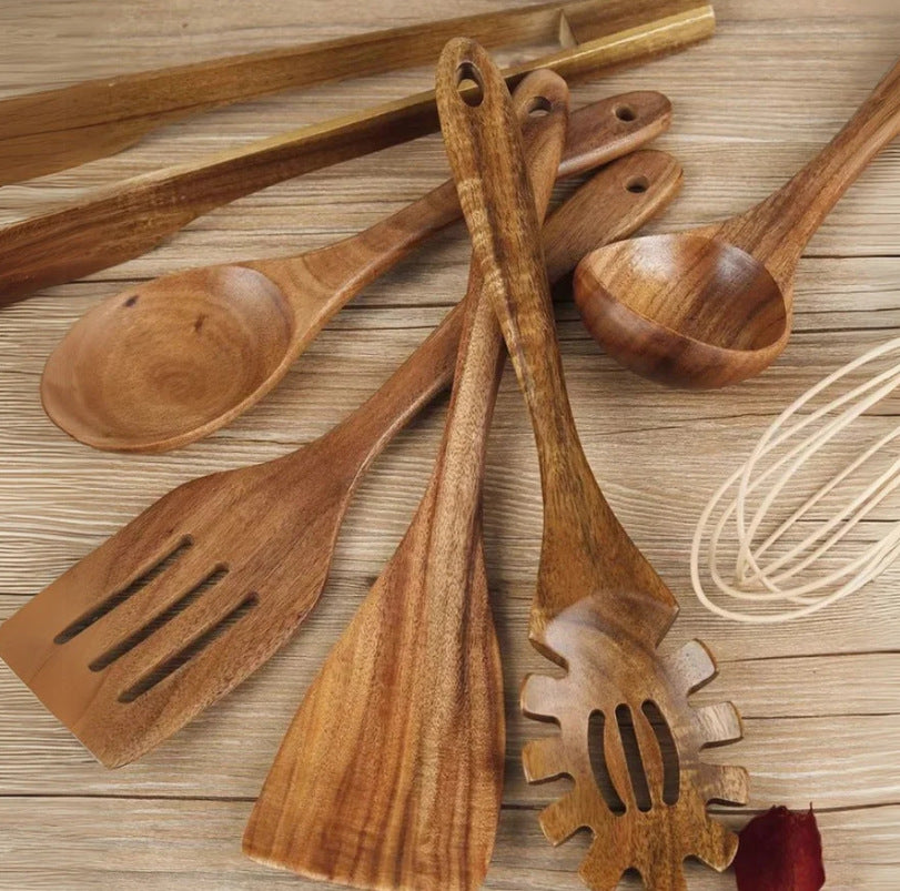 7-Piece Teak Wood Cooking Utensil Set
