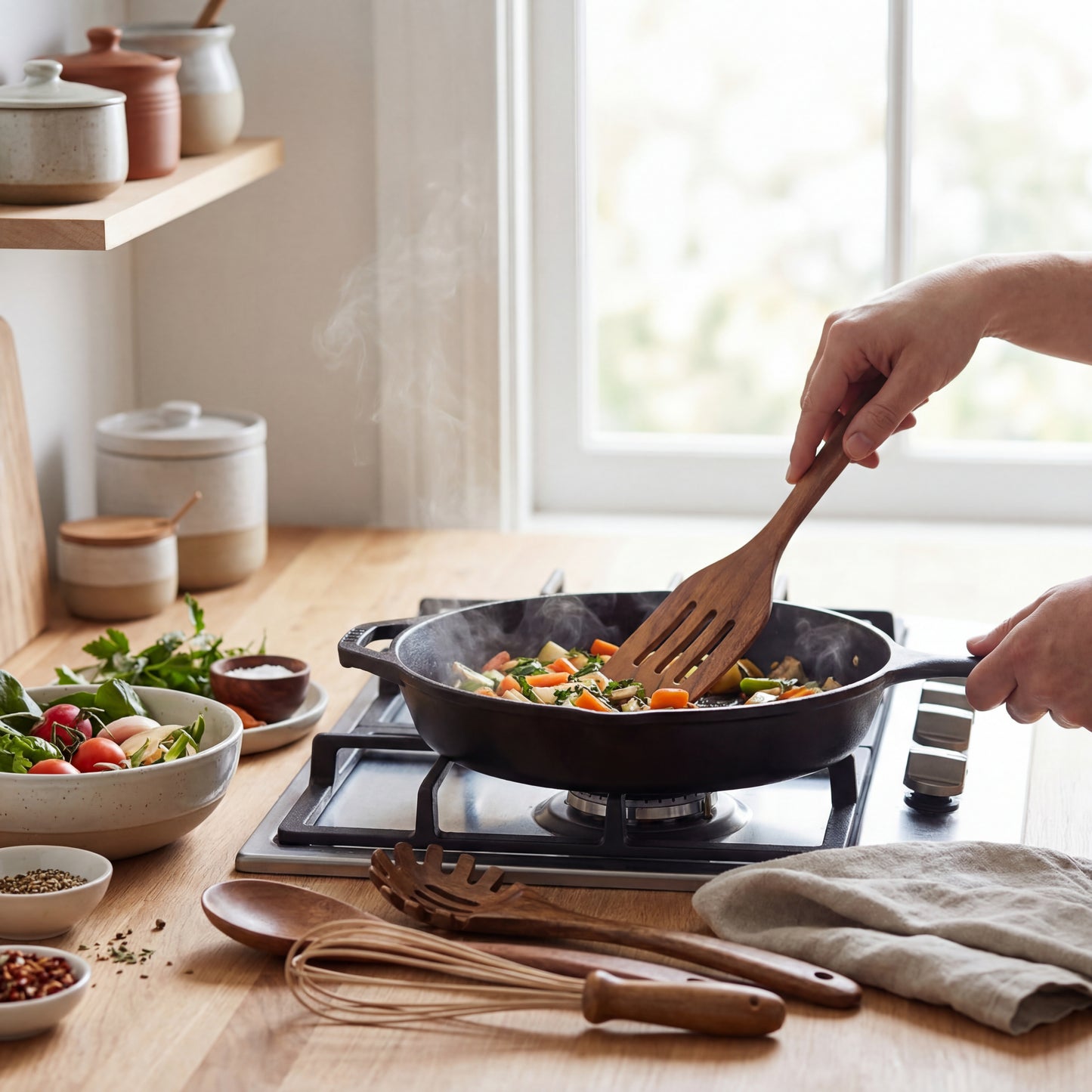 7-Piece Teak Wood Cooking Utensil Set