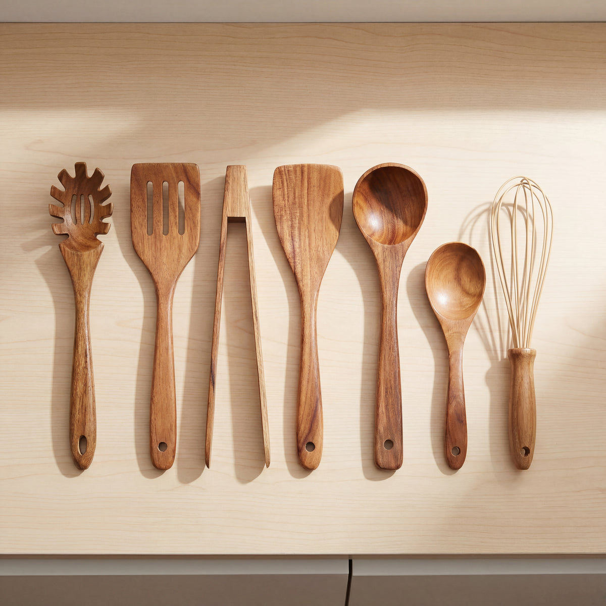 7-Piece Teak Wood Cooking Utensil Set