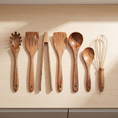7-Piece Teak Wood Cooking Utensil Set