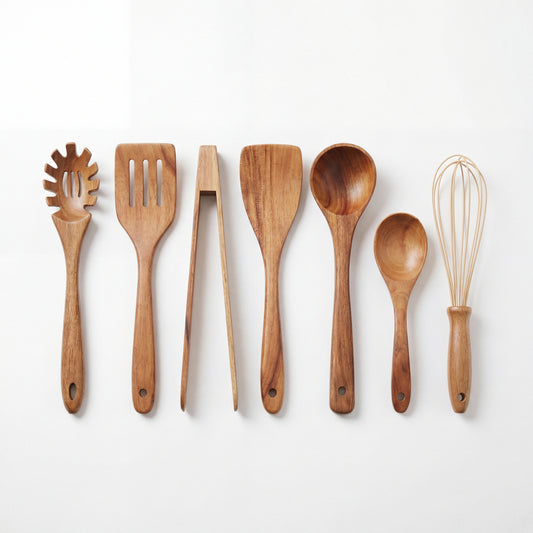 7-Piece Teak Wood Cooking Utensil Set